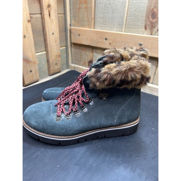 Bobs Womens Faux Fur-Lined Suede Hiking Boots Size 8 Charcoal Gray - Picture 5 of 7